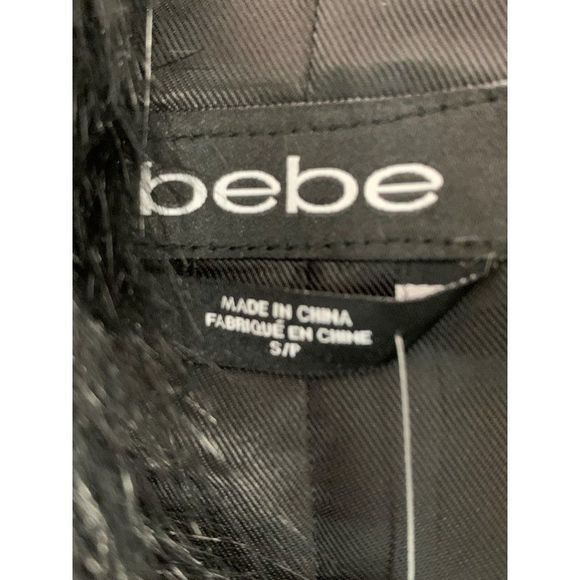 NWT $149 Bebe Courtney Soft Plush Faux Fur Tie Front Vest sz S Black 6308 - Picture 5 of 11